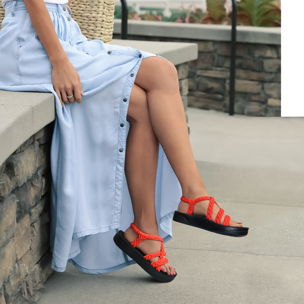 Arch Support Red Slingback Sandals