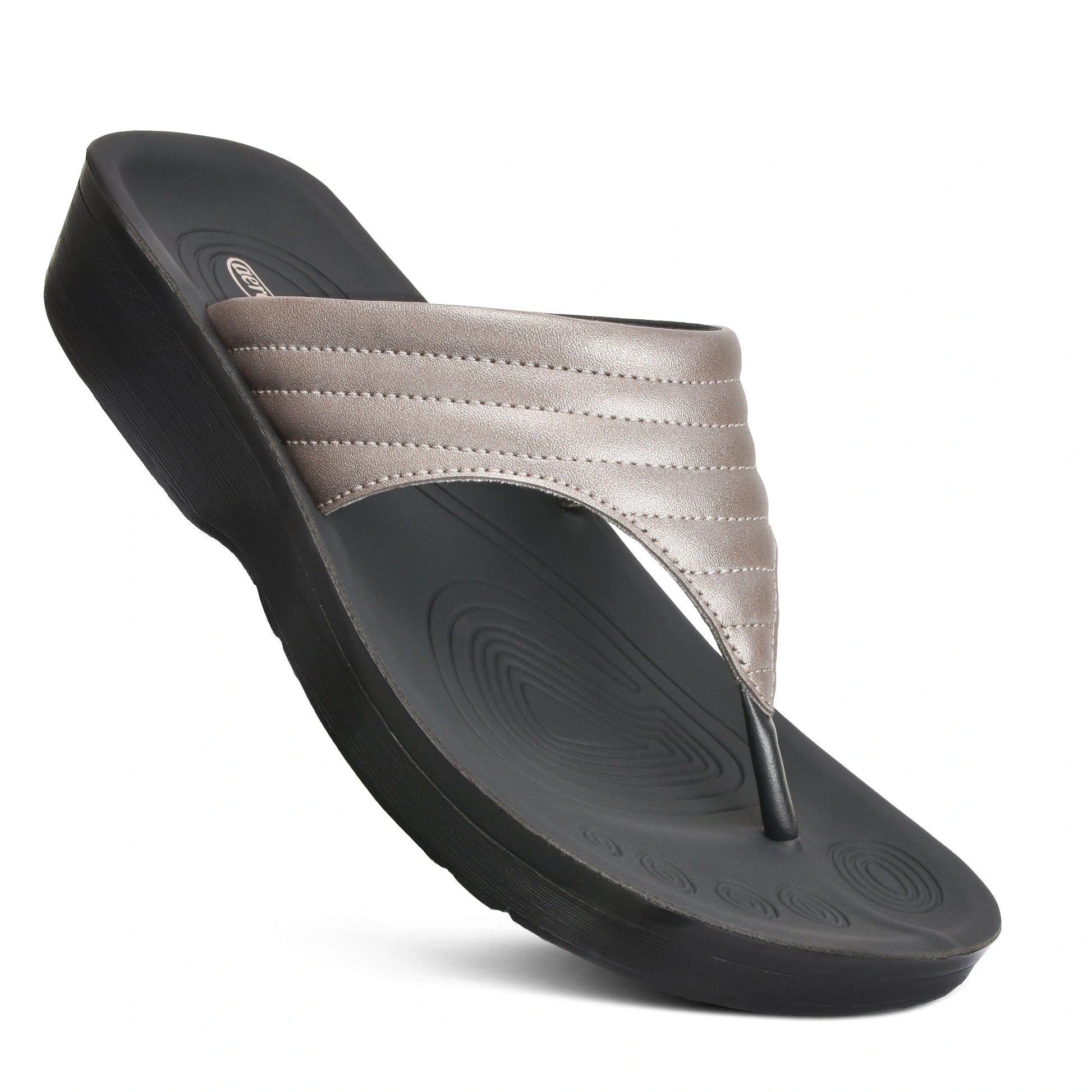 Black and gray sandal 
flip flop sandals
arch support thongs
thongs with arch support