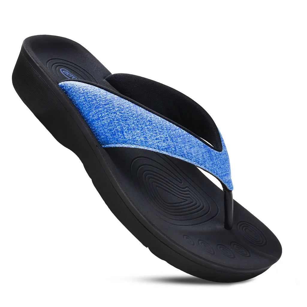 Black sandal with a blue insole
womens sandals with arch support
