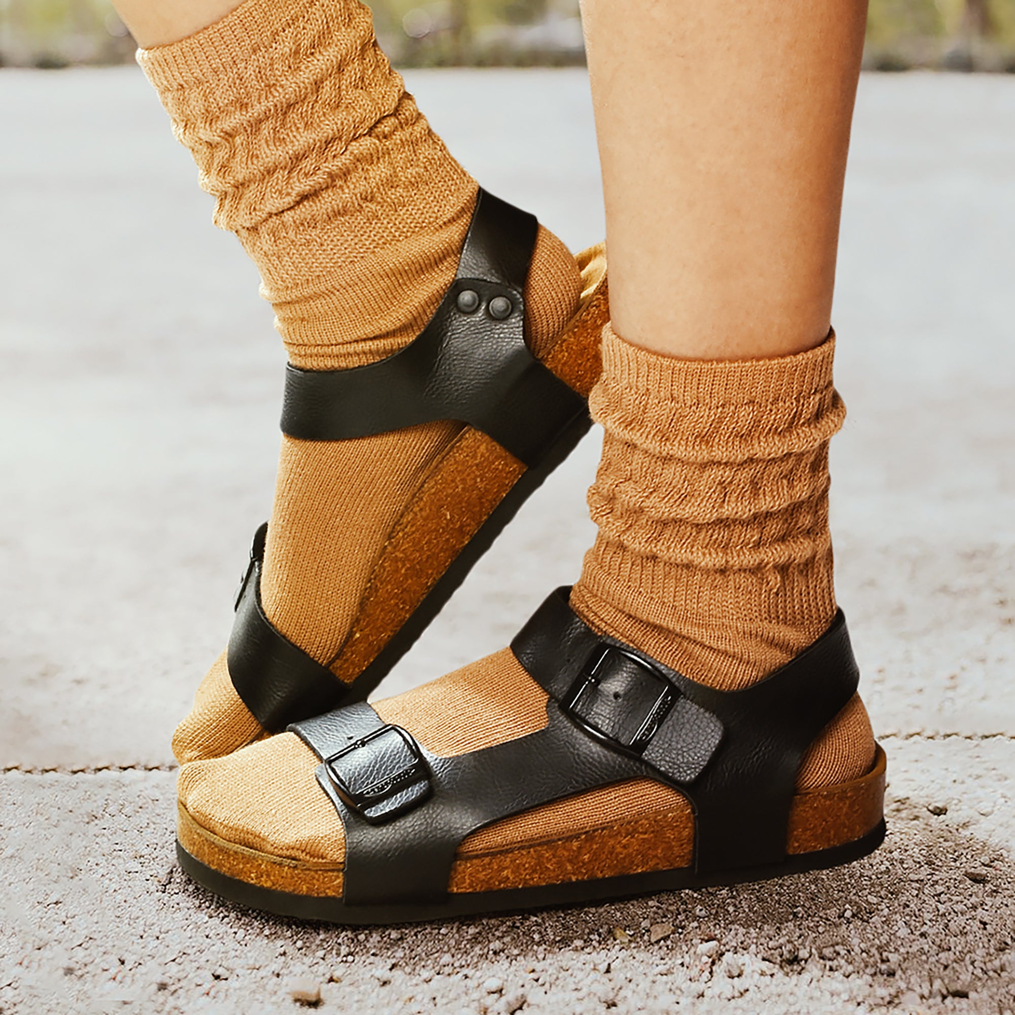 black slingback sandals - Amulet-Cork