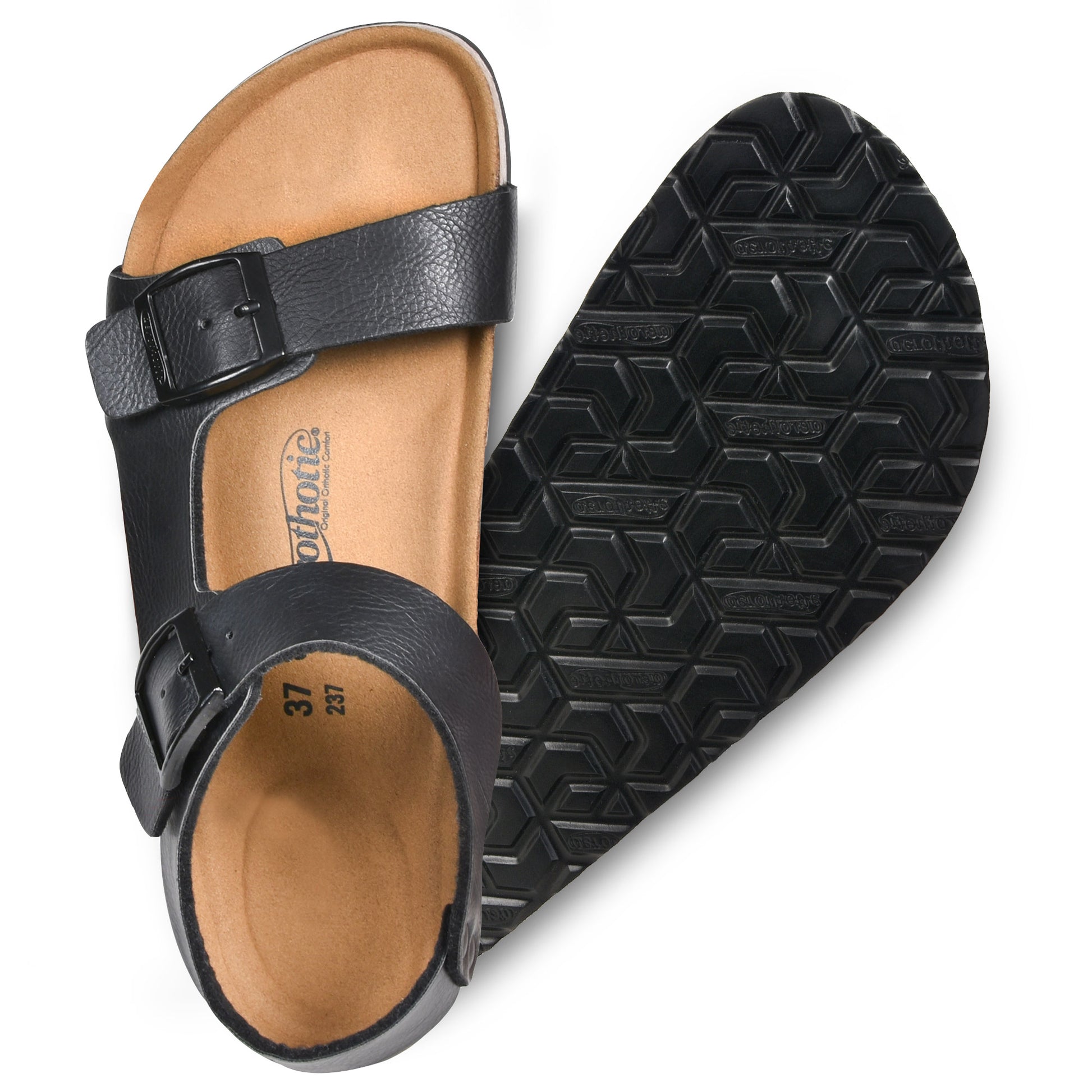 Aerothotic's Amulet-Cork black slingback sandals