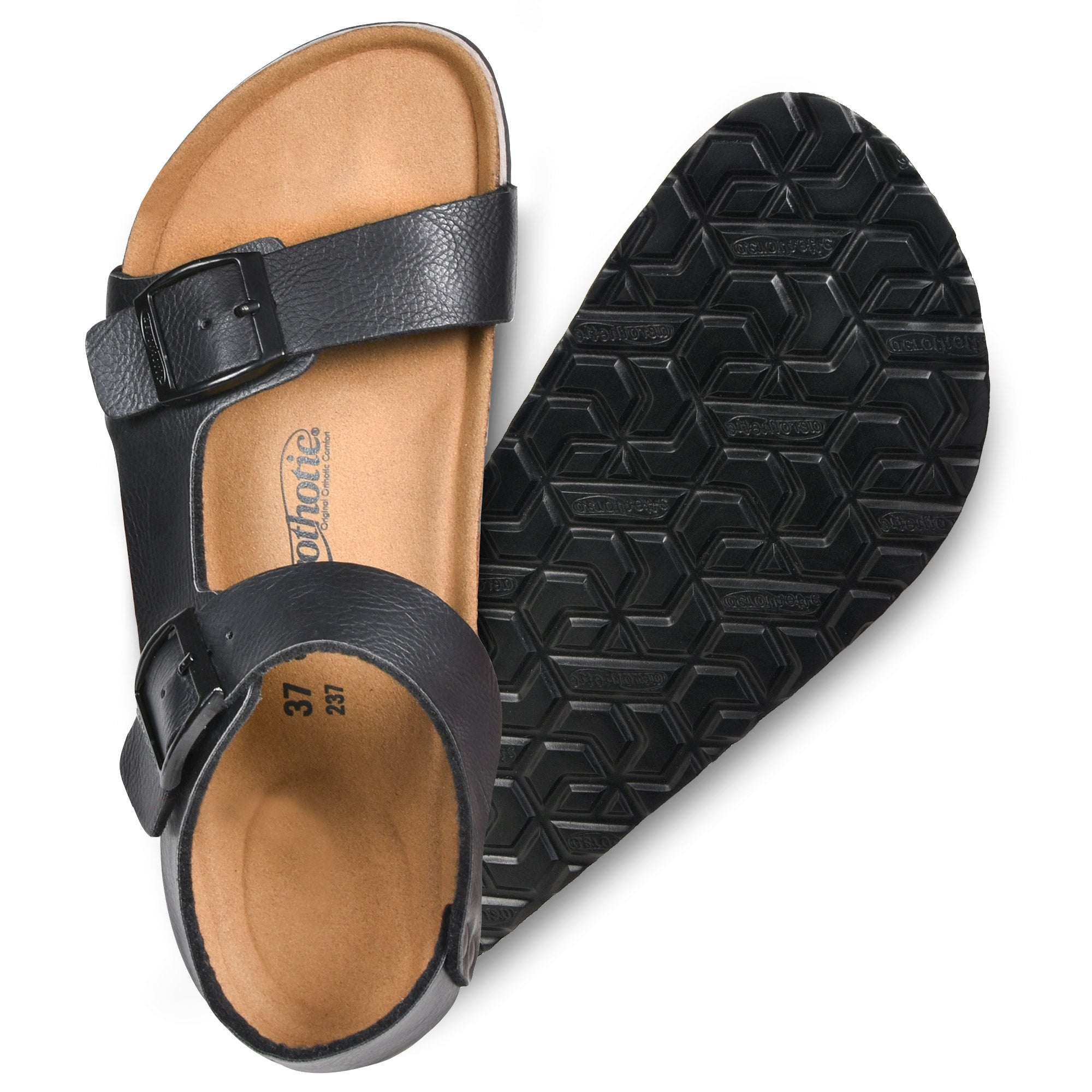 Aerothotic's Amulet-Cork black slingback sandals