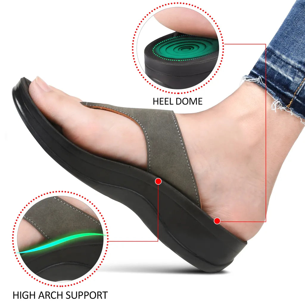 Shale Comfortable Arch Support Flip Flops for Women
