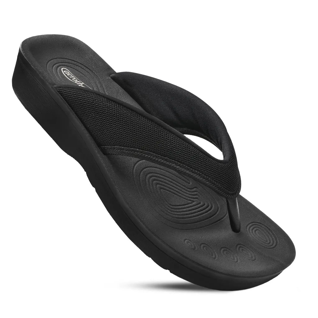 Aerothotic Strait Women's Orthotic Thong Sandals, Black