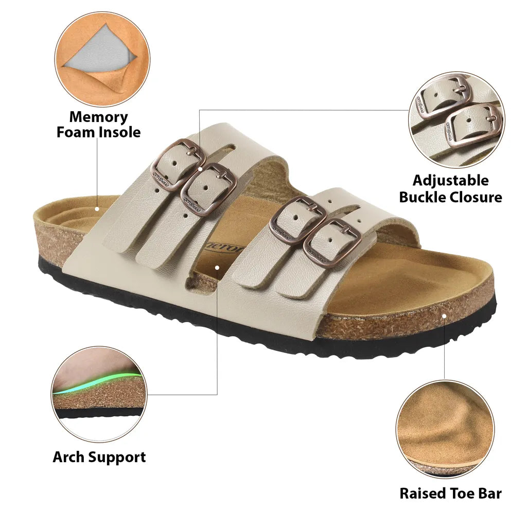 Willow Footbed Double Straps with Adjustable Buckle Slip on For Women