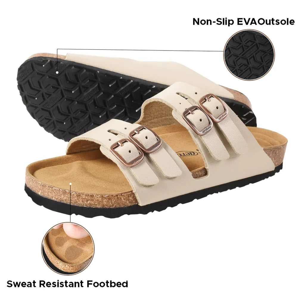 Willow Footbed Double Straps with Adjustable Buckle Slip on For Women