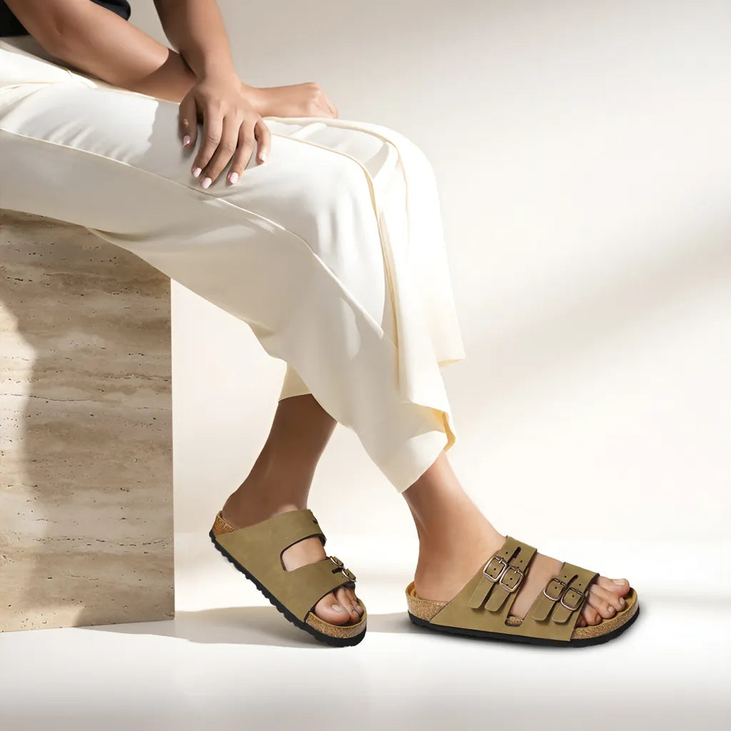 Willow Footbed Double Straps with Adjustable Buckle Slip on For Women