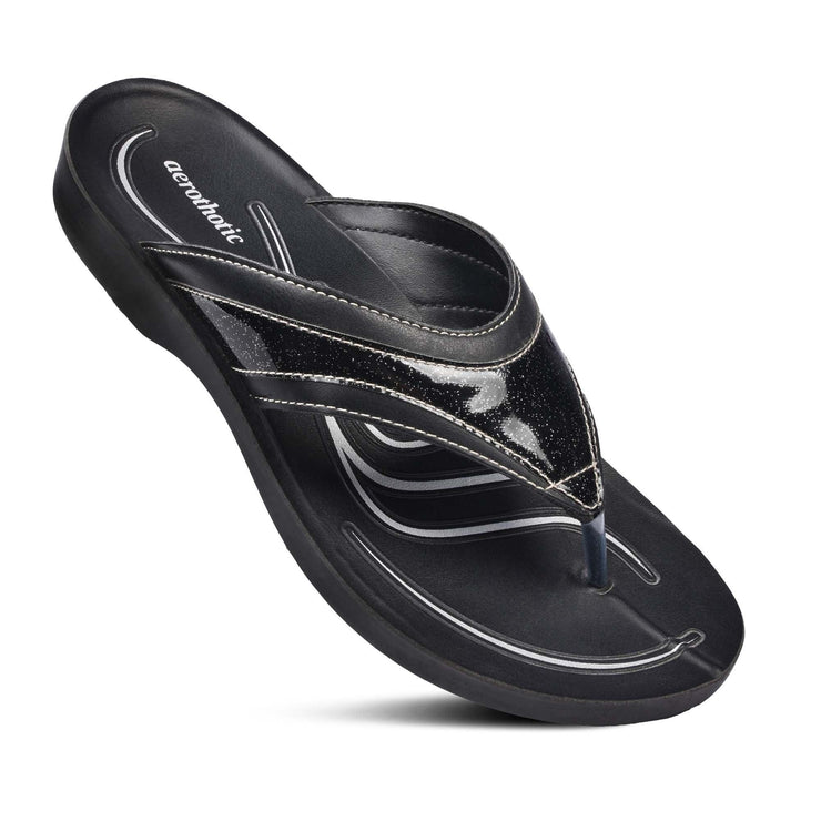 Aerothotic - Majestic Black womens comfort flip flops