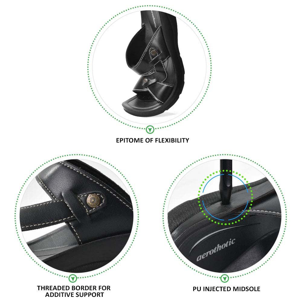 Aerothotic - Thistle Black women strappy sandals2