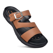 Aerothotic - Slit Flair Tan Women strappy sandals with arch support