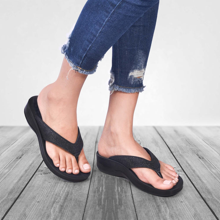 L0801-Aerothotic Black ladies support sandals3