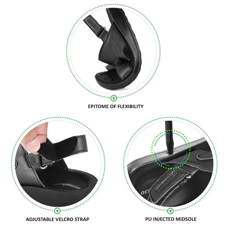 Aerothotic - Winx Black Womens slingback sandals with arch support